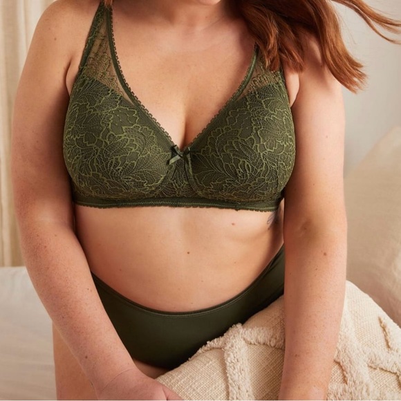 Addition Elle Deesse Wireless Lace Green Bra 3X - Picture 3 of 8